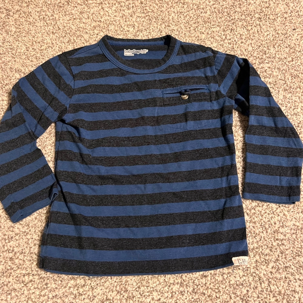 GAP Kid's Crewneck Sweater - Blue and Gray Stripes